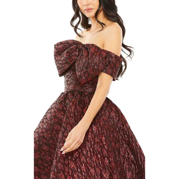 Mac Duggal 68622 Brocade Off Shoulder Bow XMAS PARTY - Picture 1 of 2